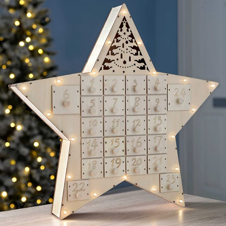 Le calendrier de l'Avent étoile en bois