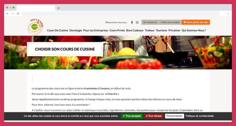 L’atelier de cuisine Tours à table