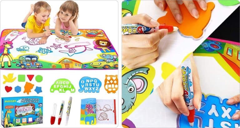 Tapis Dessin Enfant, Tapis Doodle Matte, Aqua Tapis de Dessin 6 Couleurs Loisir Créatif - Jouets Éducatifs pour Enfants