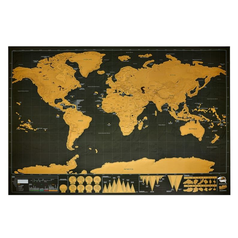 Carte du monde à gratter noire et dorée Nature & Découvertes