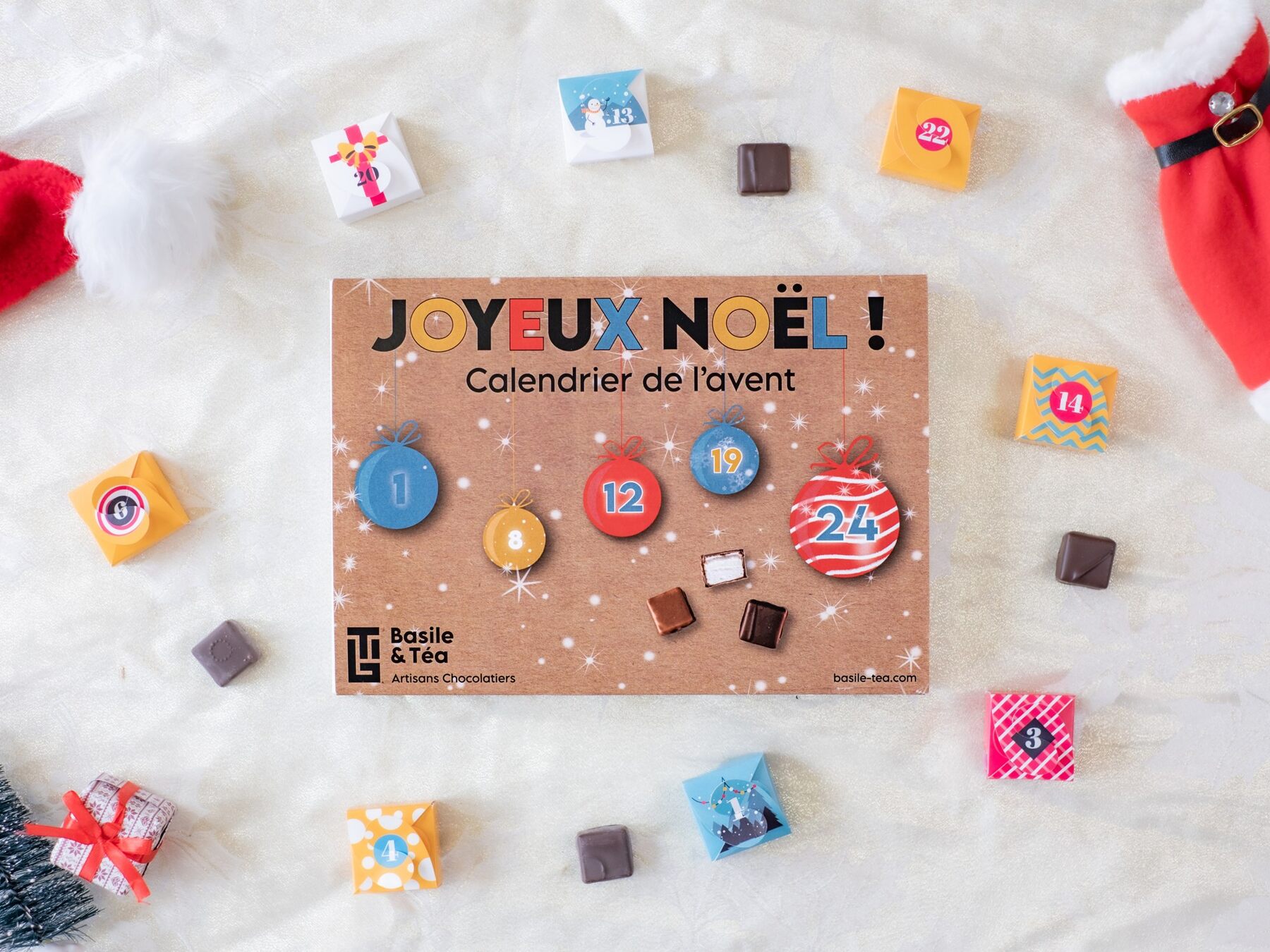 Calendrier de l’Avent chocolat Joyeux Noël de Basile & Téa