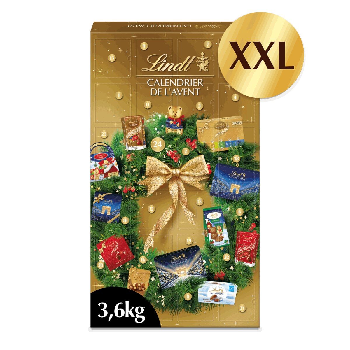 Calendrier de l’Avent XXL Lindt 2026 doré, 3,6 kg