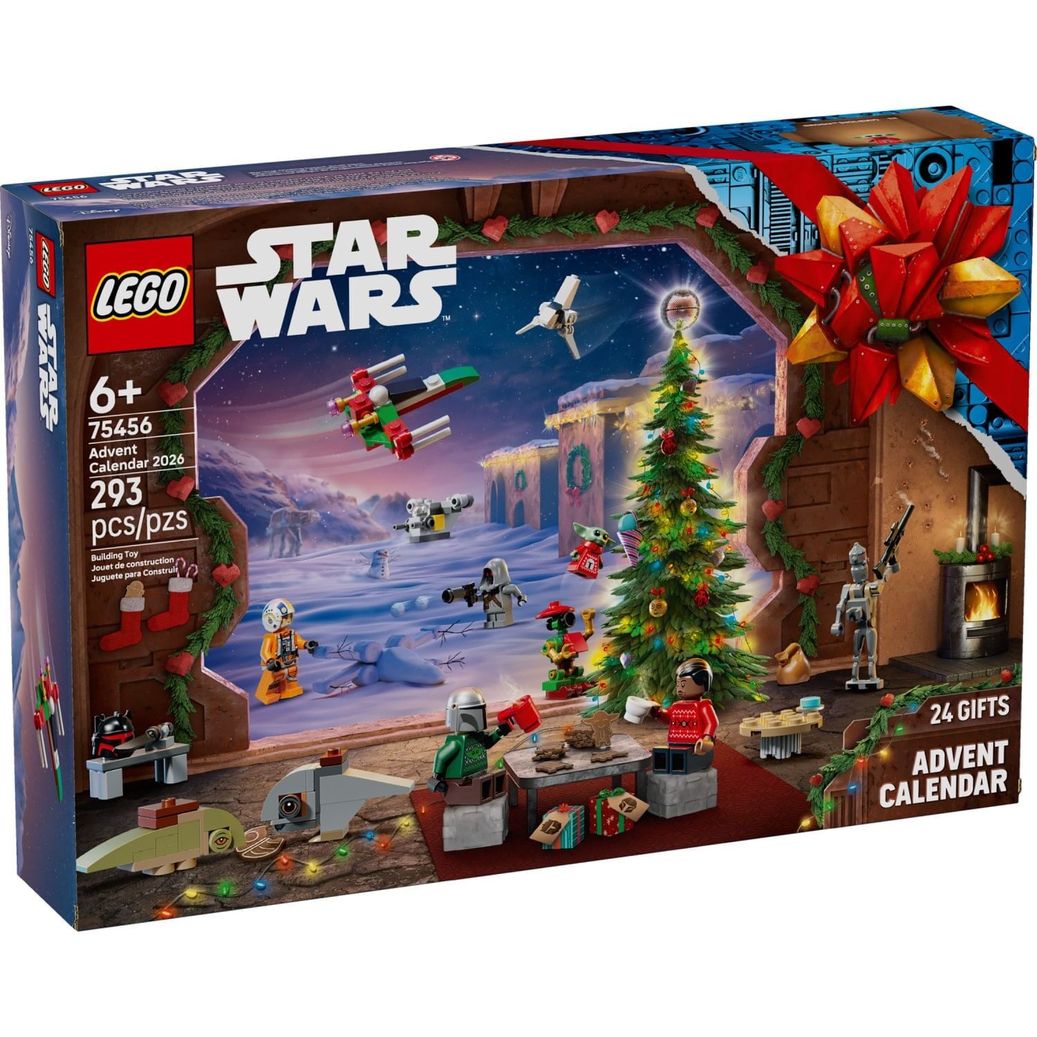 La boîte du calendrier de l’Avent LEGO Star Wars 2026 (75456), illustrée d’un sapin de Noël entouré de vaisseaux