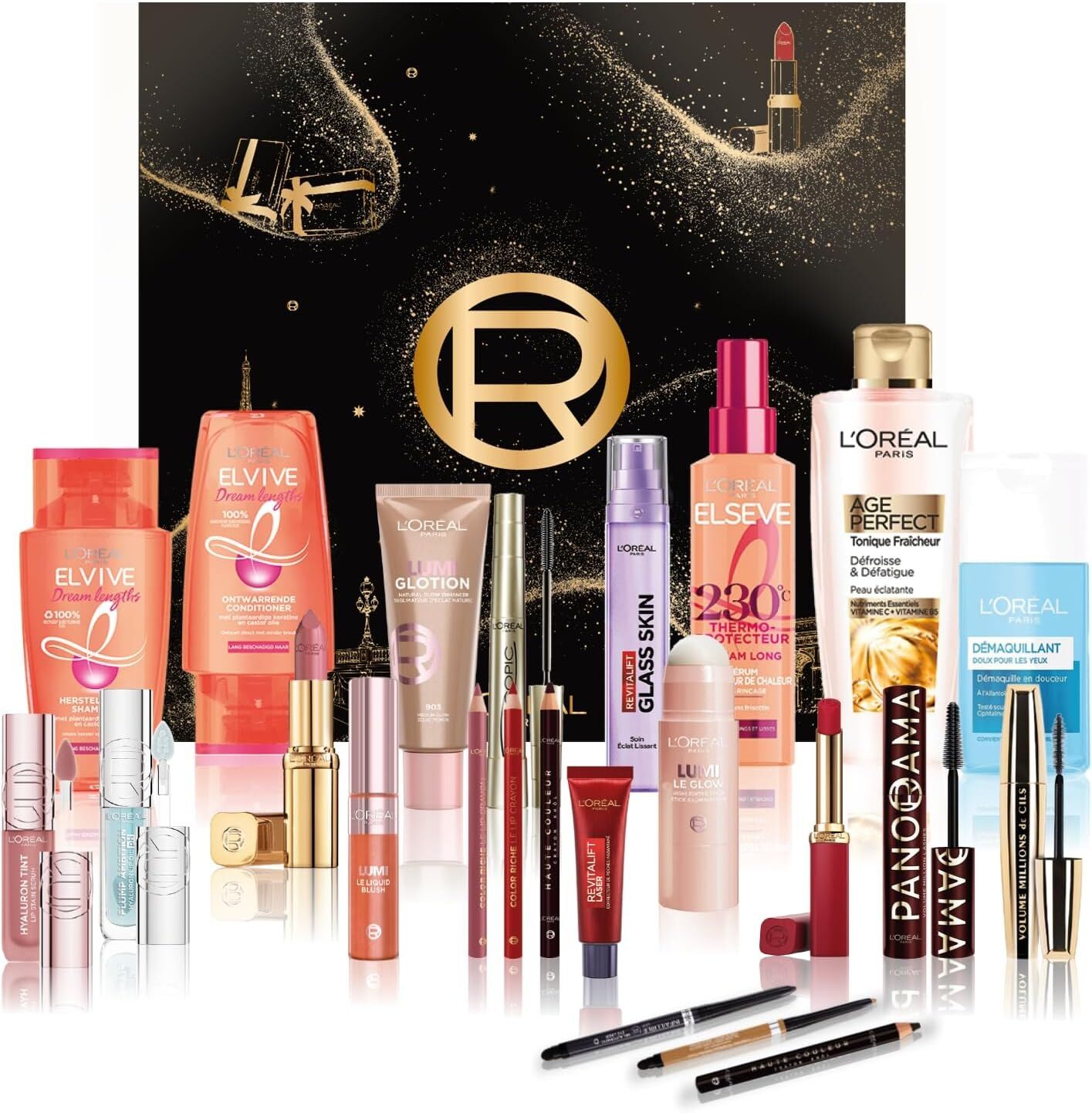 La liste complète des produits du calendrier de l’Avent L’Oréal Paris 2026 devant le coffret