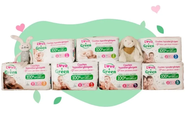 Paquets de couches Love & Green de différentes tailles