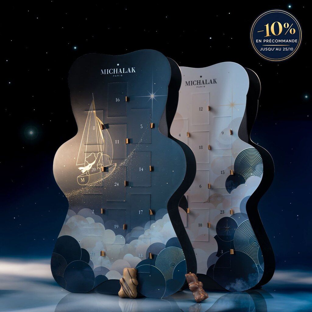 Le calendrier de l’Avent Christophe Michalak en forme d’ourson, sur un décor de ciel étoilé